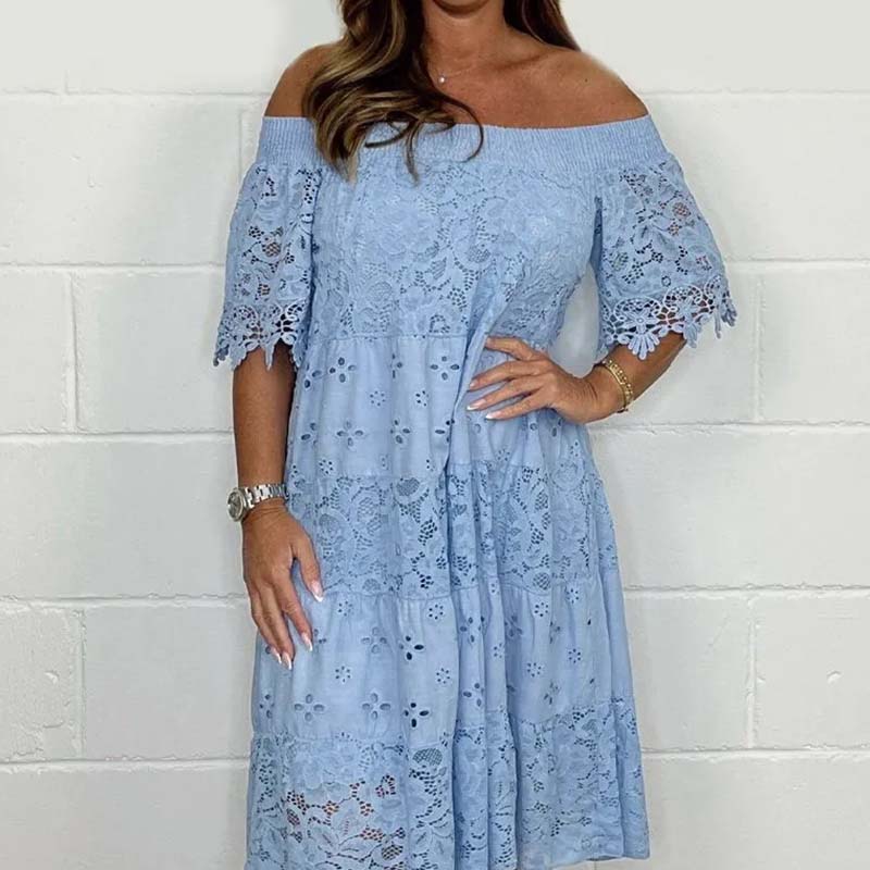 ✨💃Vestido de renda sem alças com patchwork recortado para senhora