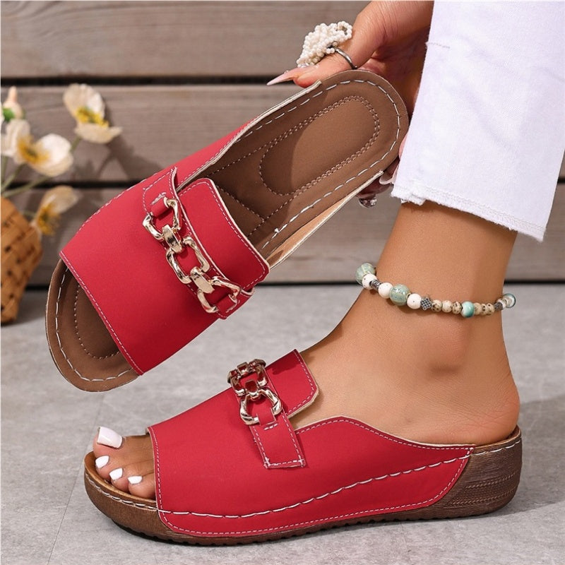 👡✨ Stylish Orthopaedic Sandals with Metal Buckle Embellishment