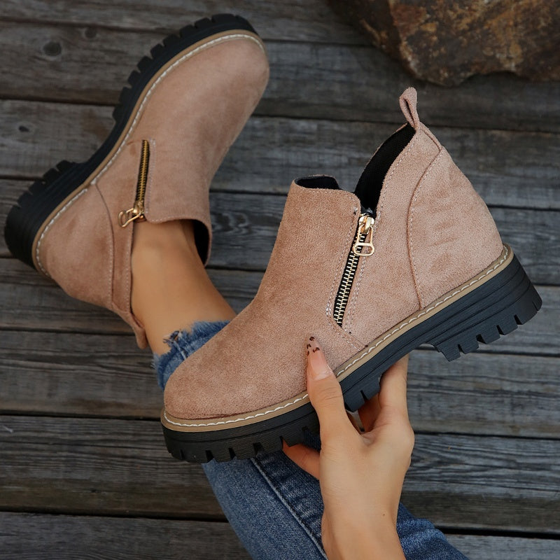 💜 LAST DAY PROMOTION - 50%OFF 💜 Women's Round-Toe Ankle Boots with Side Zipper