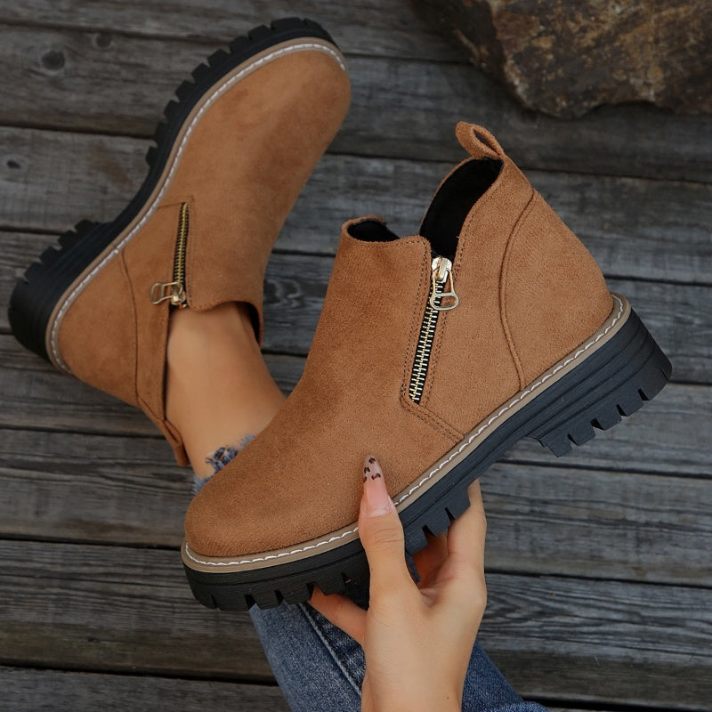 💜 LAST DAY PROMOTION - 50%OFF 💜 Women's Round-Toe Ankle Boots with Side Zipper