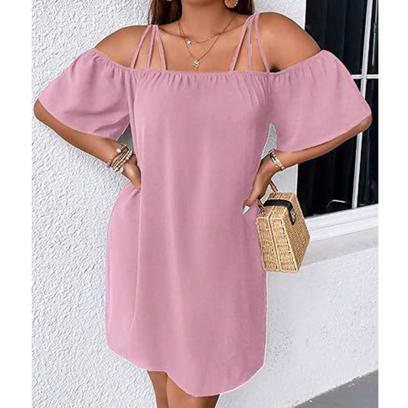 🔥50% DESCONTO ✨ Vestido Mini Ombros à Mostra | Solto & Elegante