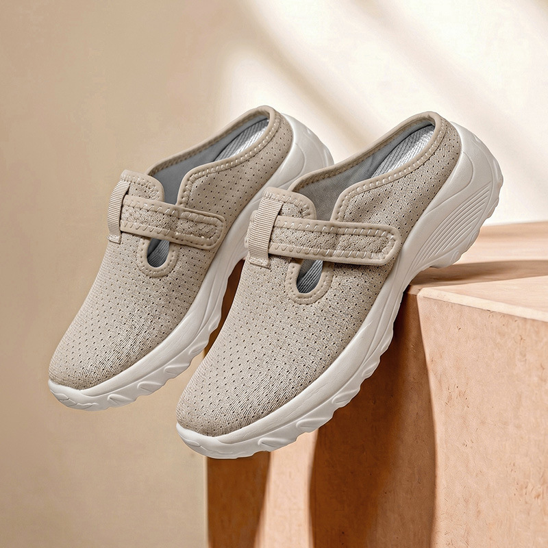 👟 DESCONTO DE 50% POR TEMPO LIMITADO! Sapatos de caminhada confortáveis para mulher com tiras ajustáveis, tamancos de plataforma sem atacadores em malha respirável