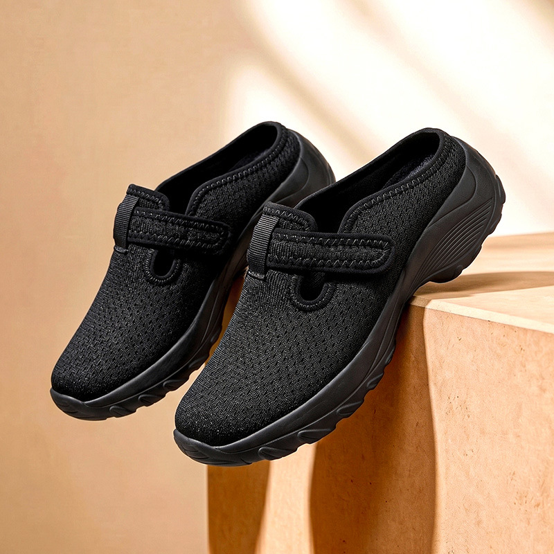 👟 DESCONTO DE 50% POR TEMPO LIMITADO! Sapatos de caminhada confortáveis para mulher com tiras ajustáveis, tamancos de plataforma sem atacadores em malha respirável