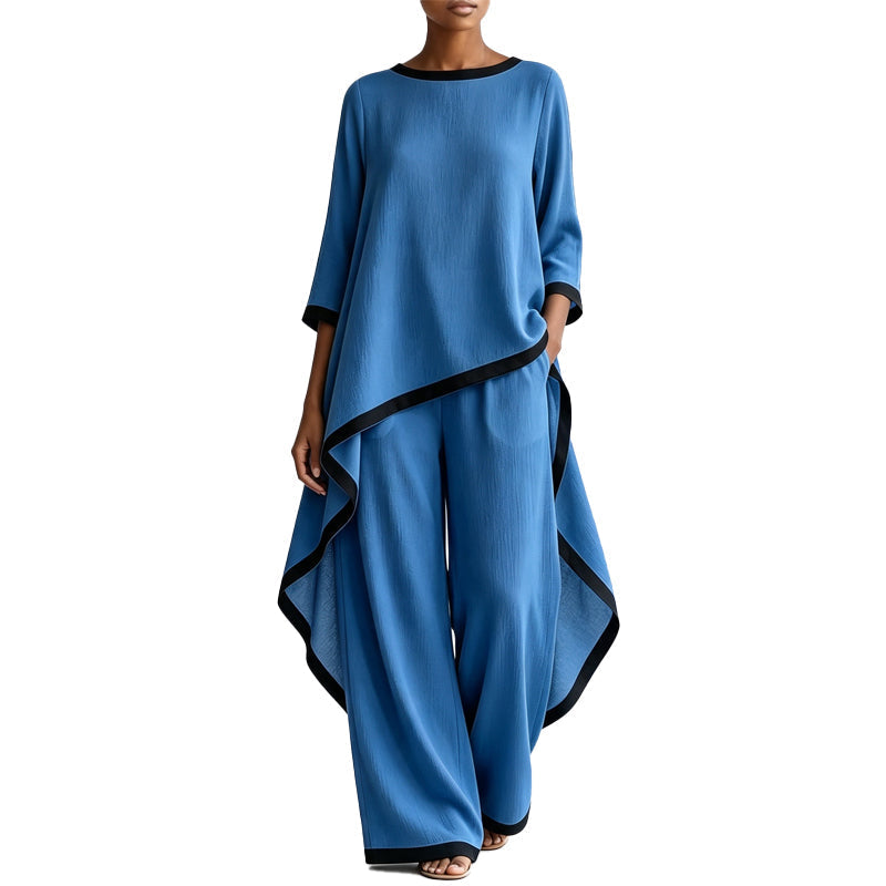 ✨👗Conjunto de túnica casual e calças de perna larga para mulher