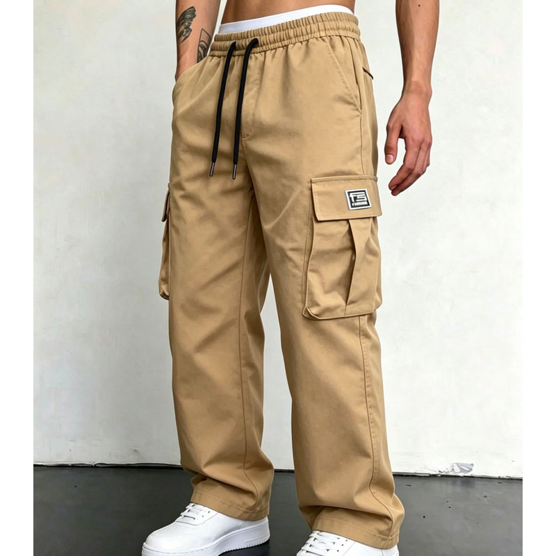 Calças cargo masculinas de corte largo e estilo casual