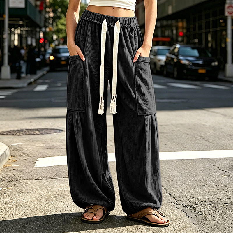 Women's Corduroy Drawstring Cargo Pants