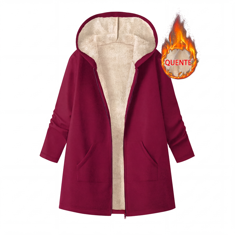 ✨👚Jaqueta Casual Quente Feminina Aconchegante com Capuz