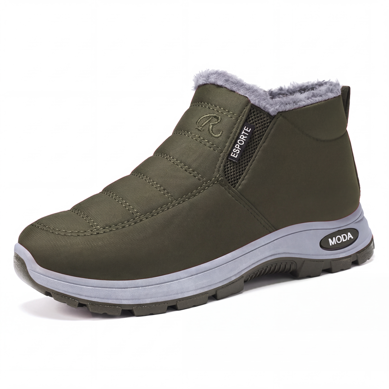 Botas de neve masculinas de inverno quentes, sem cadarço