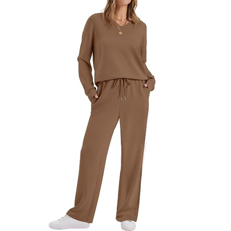 ✨👗Conjunto de 2 peças de top e calças casuais femininas para descanso