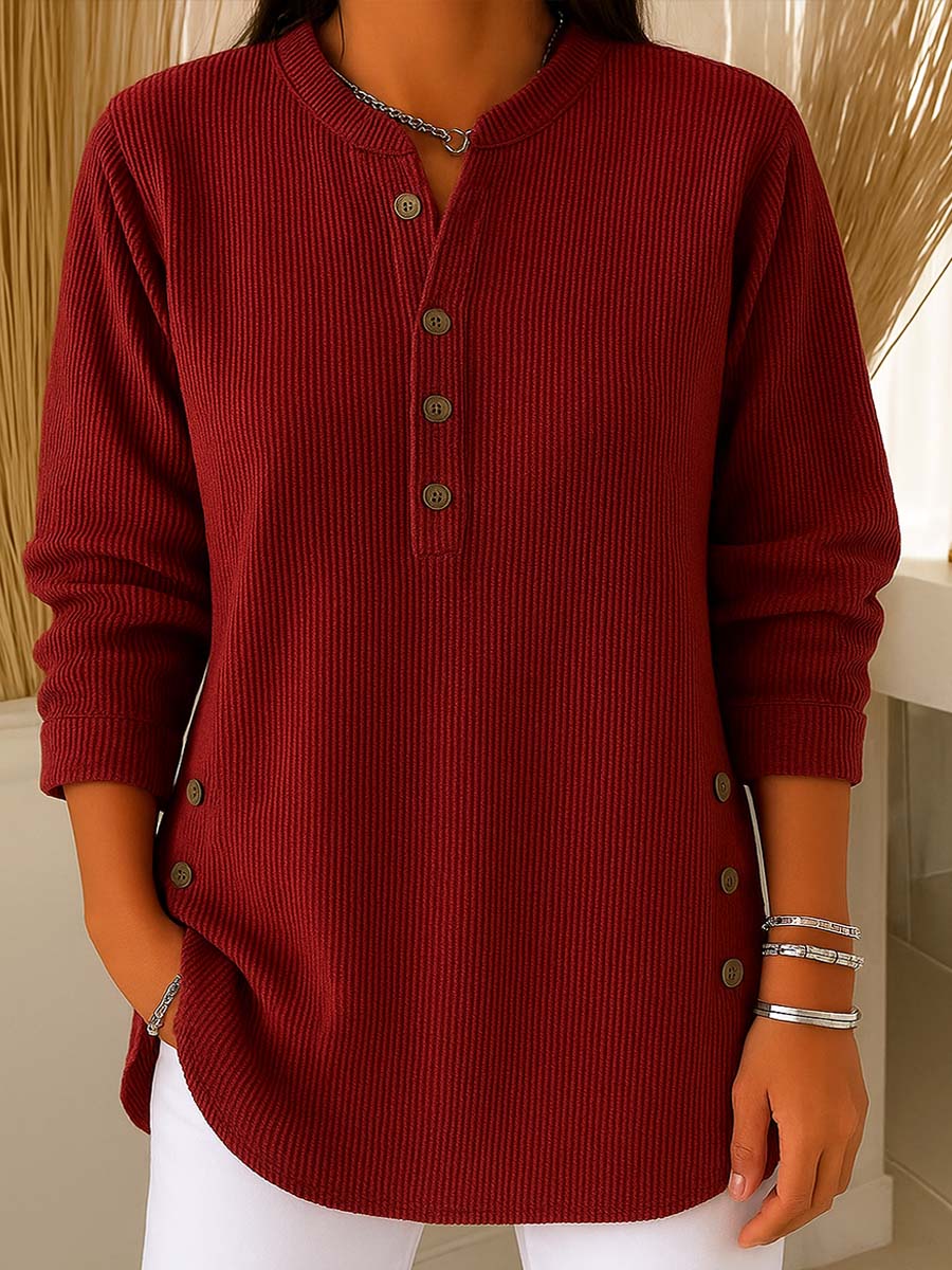 💃Camisola feminina de malha solta, de manga comprida, com gola redonda e cor lisa