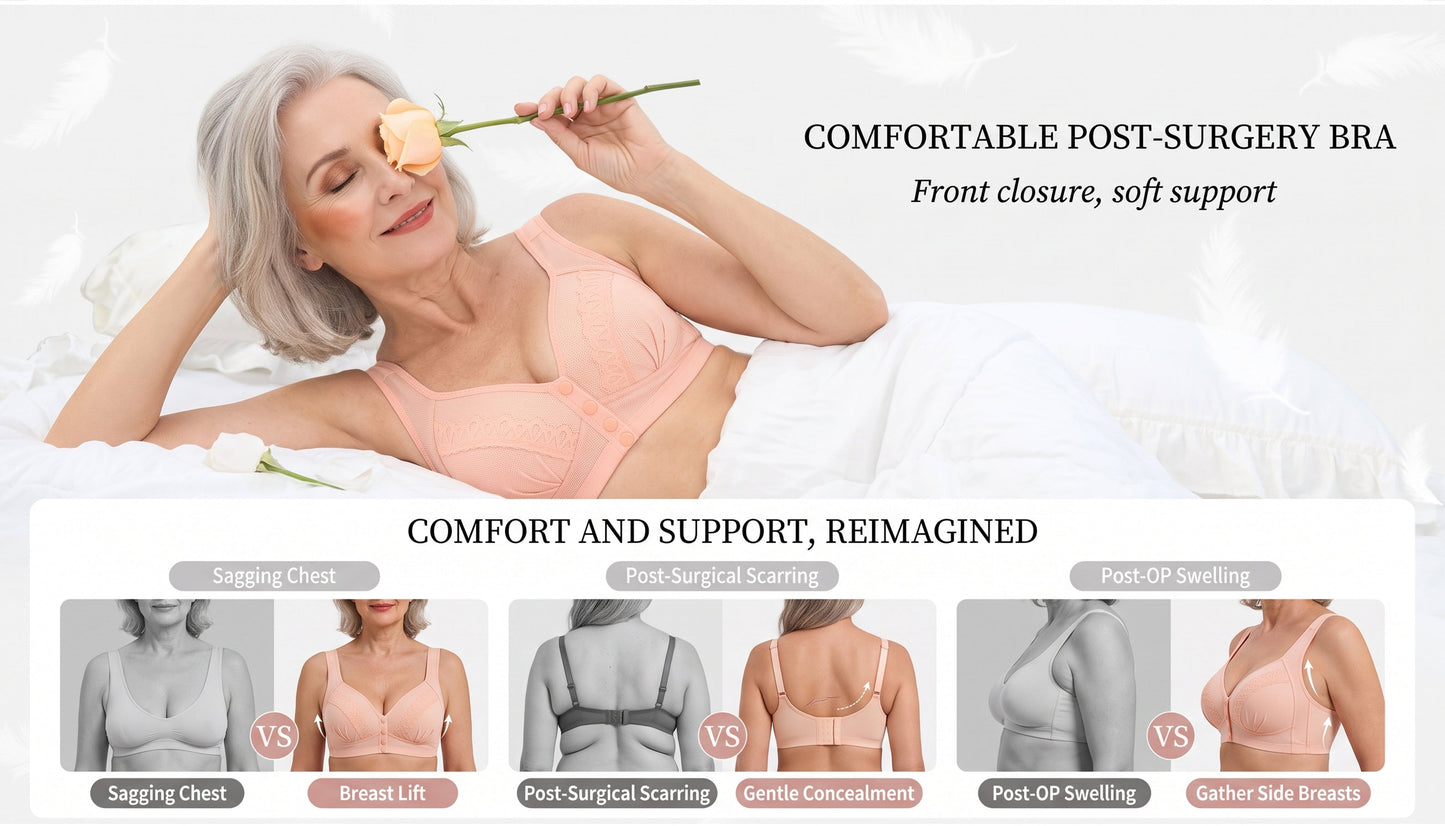 💘Sutiã de algodão com botões à frente CloudComfort™ – Respirável • Sem aros • Apoio durante todo o dia • Sem enchimento e suave para a pele 🌿