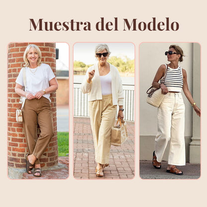 Pantalones de cintura elástica de algodón para mujeres