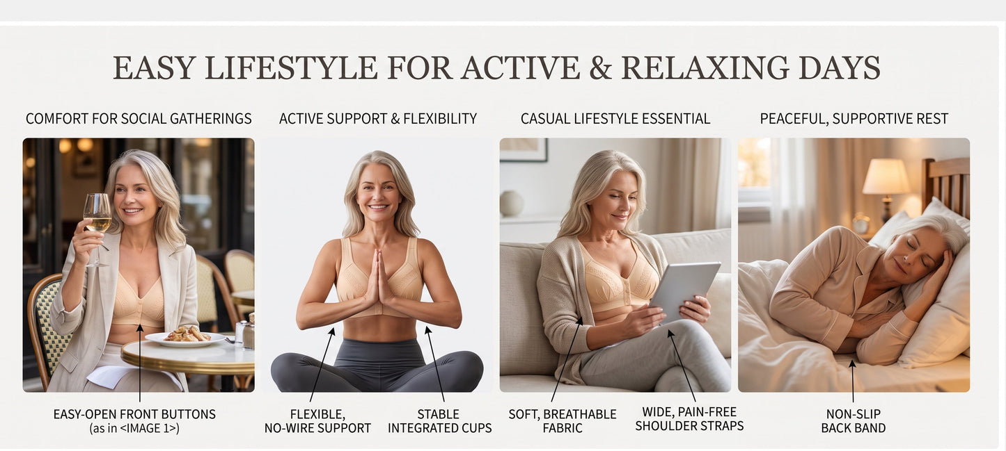 💘Sutiã de algodão com botões à frente CloudComfort™ – Respirável • Sem aros • Apoio durante todo o dia • Sem enchimento e suave para a pele 🌿