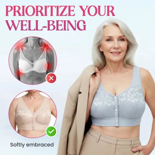 ⏳Hot Sale Only £7.99!!!🖤⏰Comfortable Wireless Front Closure Breathable Cotton Lifting Bra for Seniors