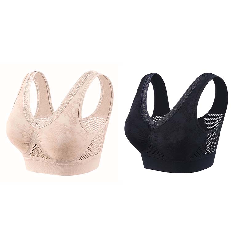 💘Sutiã de renda, sem aros, em algodão puro, sem botões e confortável, com efeito de elevação