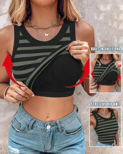🔥 Promotion - 49% off✨ Women's ribbed knit tank top with shelf bra