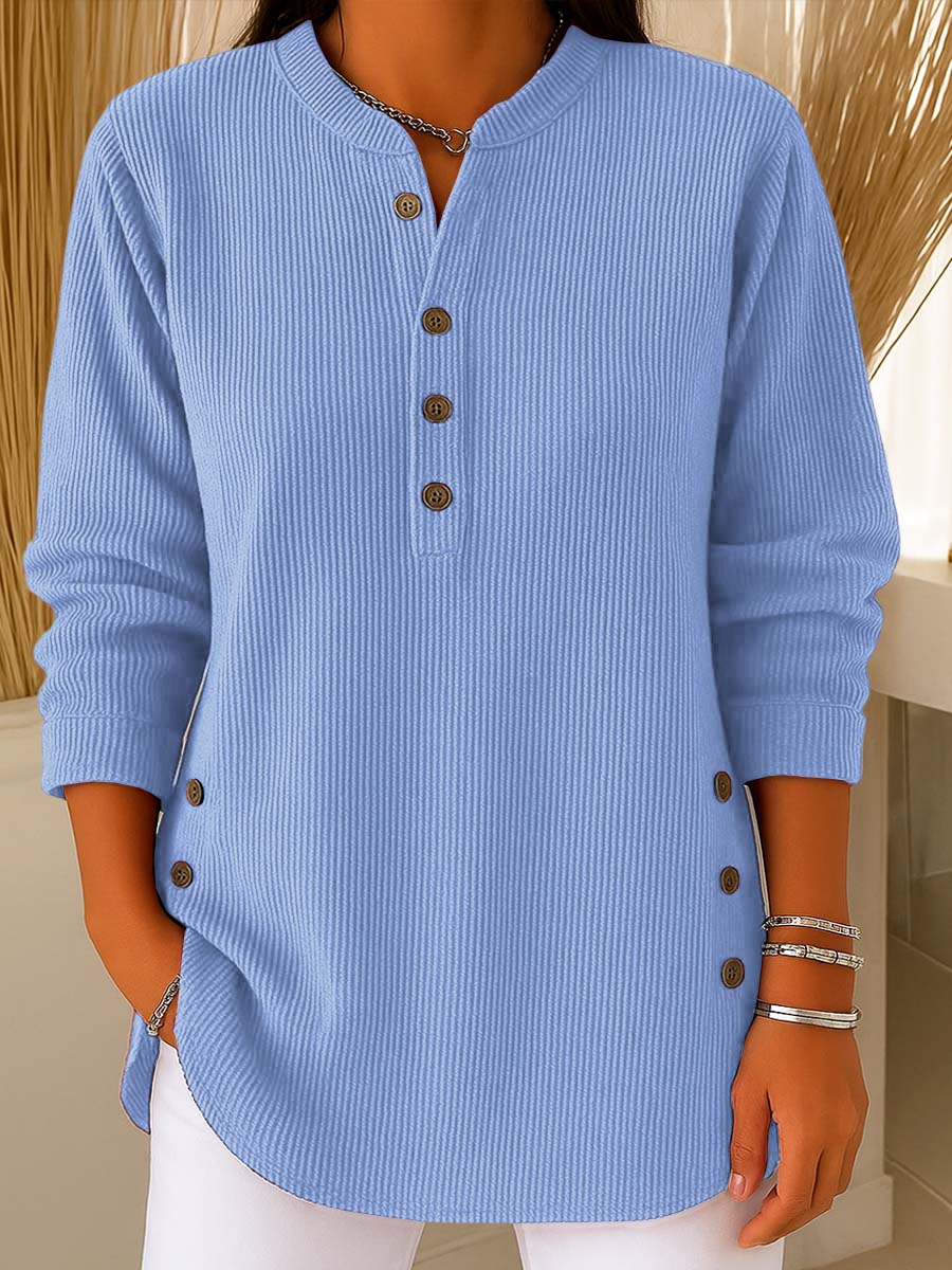 💃Camisola feminina de malha solta, de manga comprida, com gola redonda e cor lisa