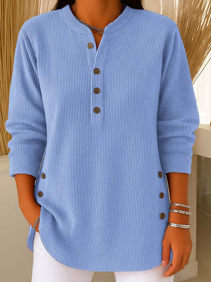 💃Camisola feminina de malha solta, de manga comprida, com gola redonda e cor lisa