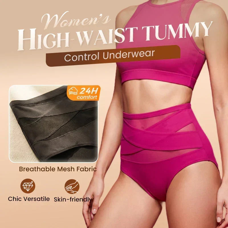 Cuecas de controlo abdominal com cintura alta e corte cruzado, tamanho grande