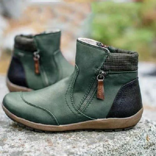 【Precio de oferta MXN$400】Botas de mujer impermeables, con sujeción en el tobillo y cierre de cremallera