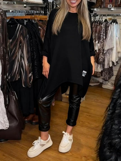 🔥Oferta ograniczona czasowo – dwuczęściowy zestaw składający się z luźnej bluzki o nieregularnym kroju i jednolitych spodni