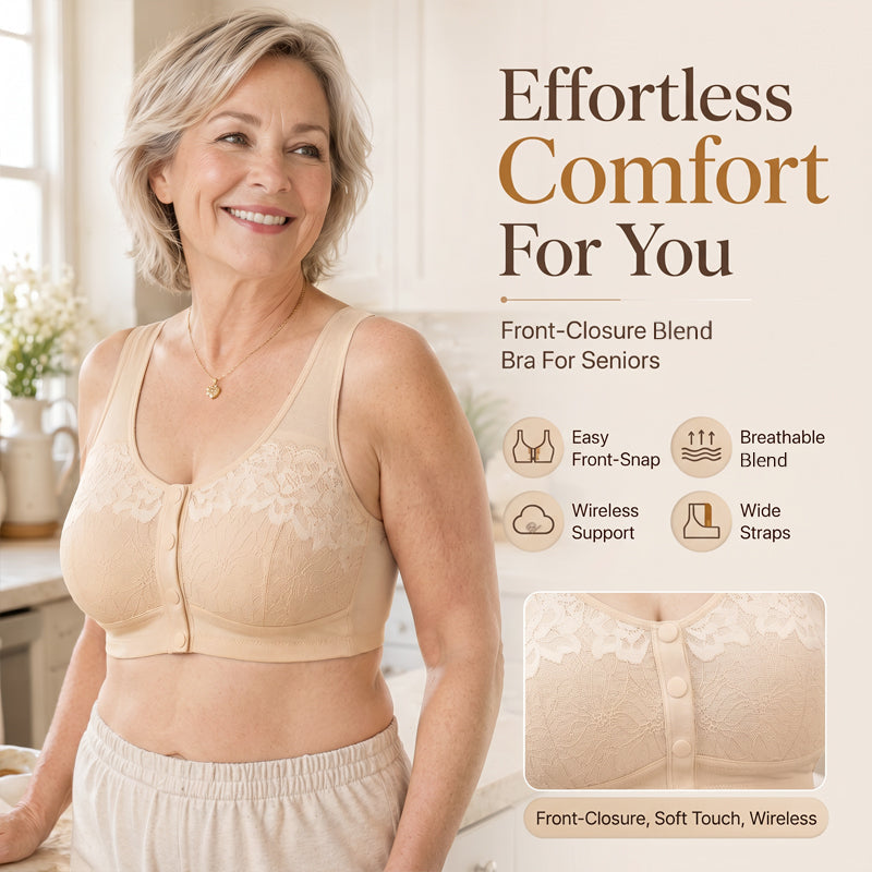 ⏳Hot Sale Only £7.99!!!🖤⏰Comfortable Wireless Front Closure Breathable Cotton Lifting Bra for Seniors
