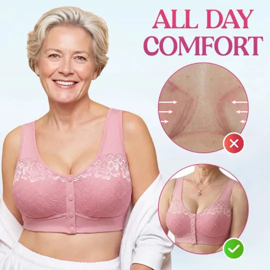 ⏳Hot Sale Only £7.99!!!🖤⏰Comfortable Wireless Front Closure Breathable Cotton Lifting Bra for Seniors