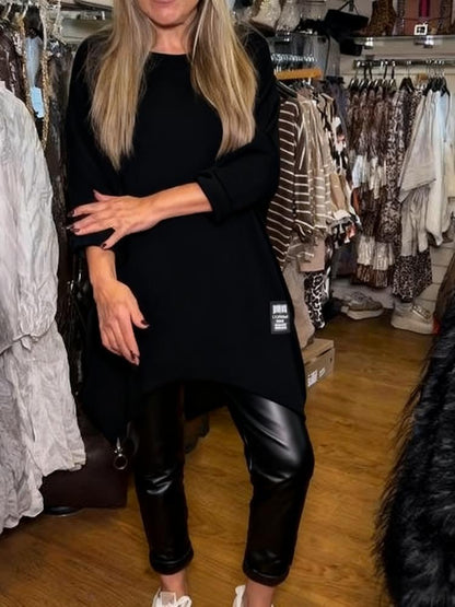 🔥Oferta ograniczona czasowo – dwuczęściowy zestaw składający się z luźnej bluzki o nieregularnym kroju i jednolitych spodni