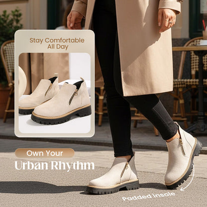 💜 LAST DAY PROMOTION - 50%OFF 💜 Women's Round-Toe Ankle Boots with Side Zipper