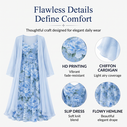 🌸👗Conjunto elegante de vestido floral de duas peças para mulher – O look perfeito para as férias de verão✨