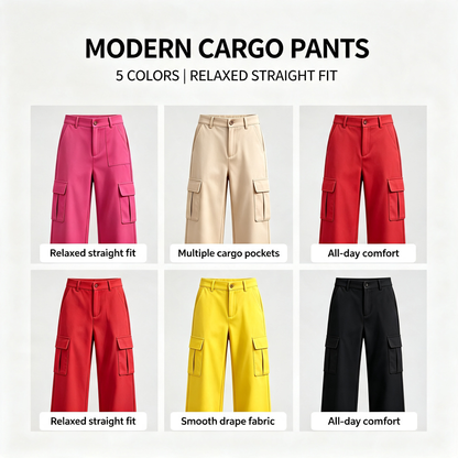 🍃Solid Color Multi‑Pocket Casual Cargo Pants
