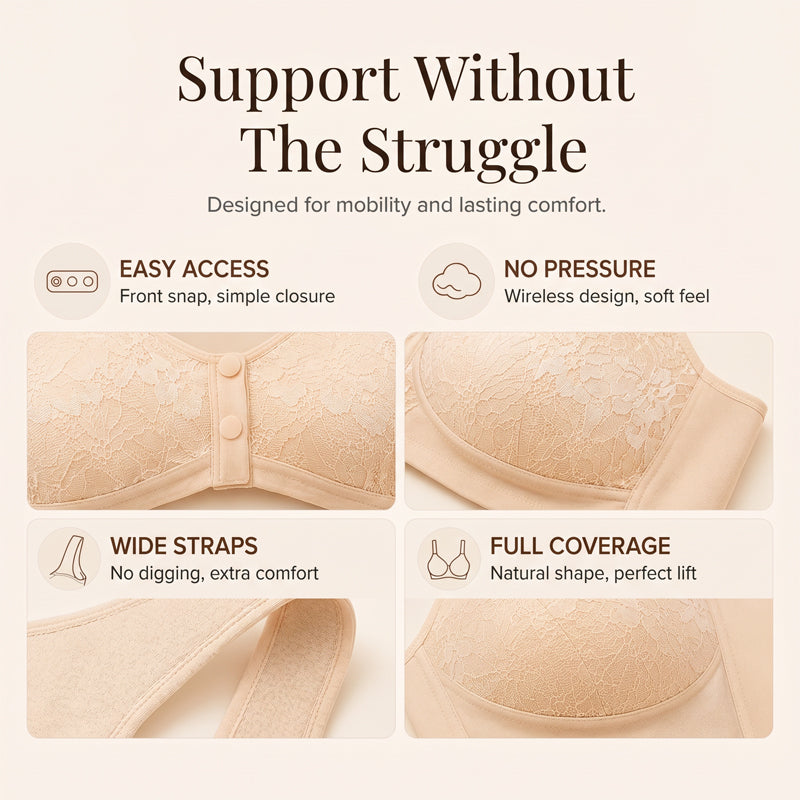 ⏳Hot Sale Only £7.99!!!🖤⏰Comfortable Wireless Front Closure Breathable Cotton Lifting Bra for Seniors