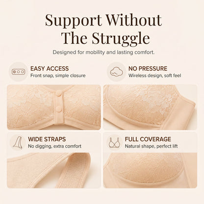 ⏳Hot Sale Only £7.99!!!🖤⏰Comfortable Wireless Front Closure Breathable Cotton Lifting Bra for Seniors