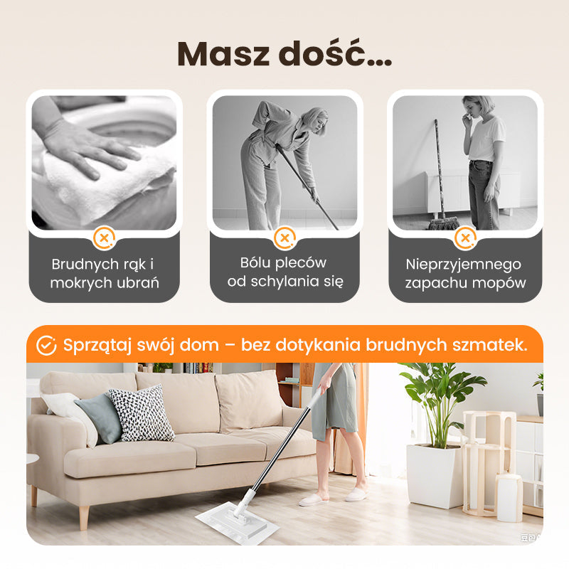 💥 Jednorazowy mop do kurzu z 4 pokrowcami wielokrotnego użytku 🧹 ✨