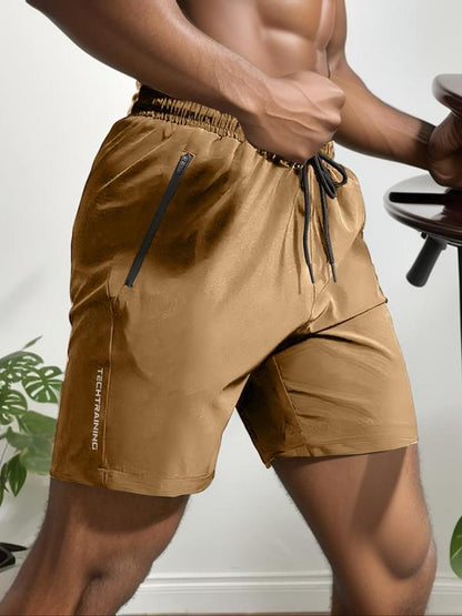 Shorts de hombre con estampado de letras y cintura con cordón