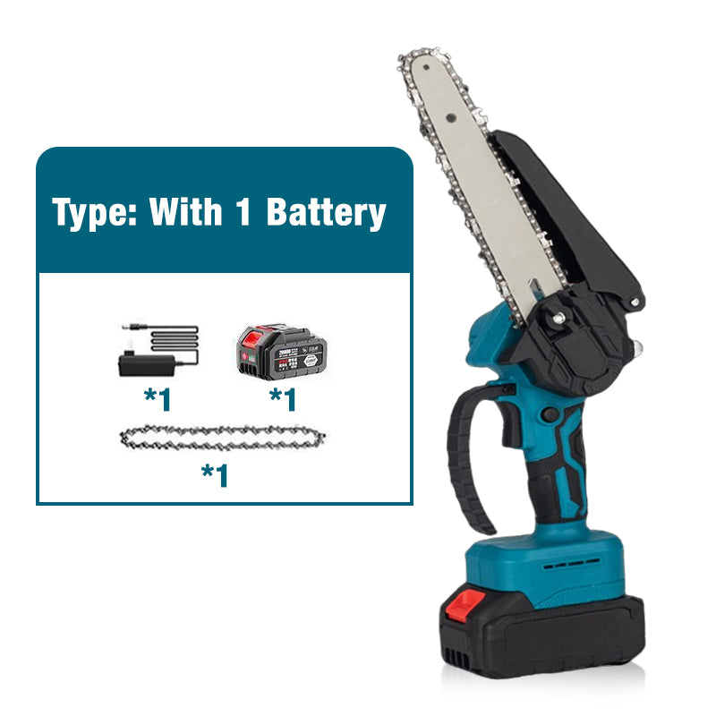 Mini-motosserra sem fios de 6 polegadas com 2 baterias