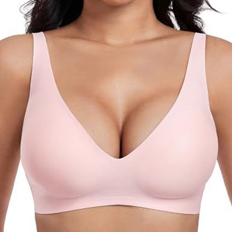 💐Jelly Wireless: Sutiãs sem aro confortáveis para mulher, bralettes push-up, sutiãs sem costuras para usar com t-shirts, sutiãs com decote em V profundo para o dia a dia💘