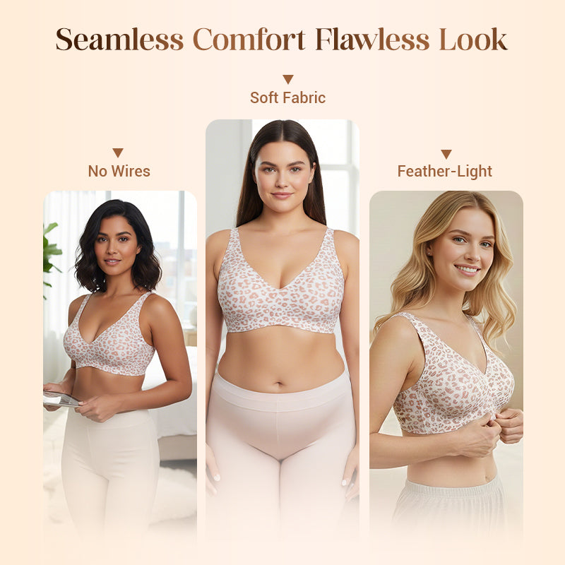 💐Jelly Wireless: Sutiãs sem aro confortáveis para mulher, bralettes push-up, sutiãs sem costuras para usar com t-shirts, sutiãs com decote em V profundo para o dia a dia💘