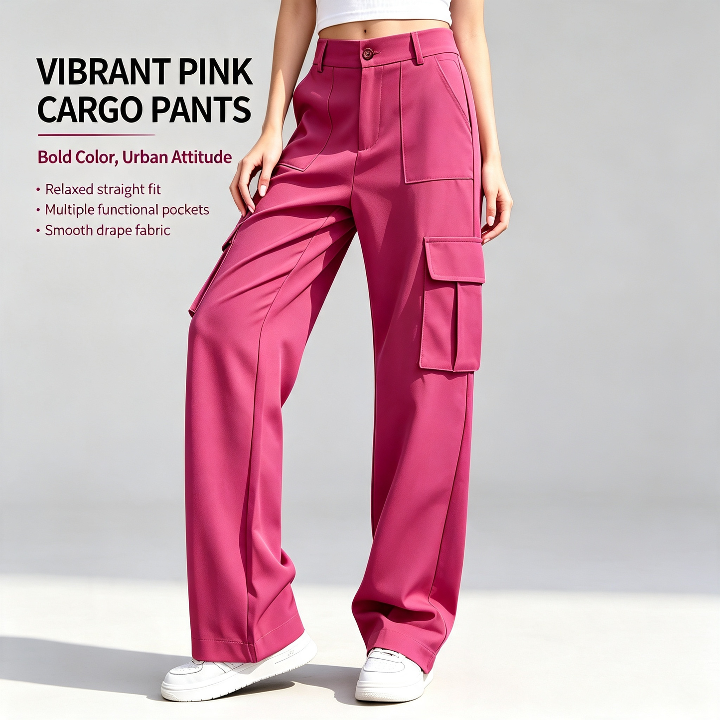 🍃Solid Color Multi‑Pocket Casual Cargo Pants
