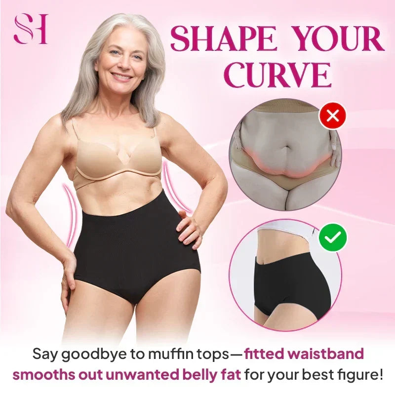💞Cueca de cintura alta à prova de fugas, com controlo do abdómen e efeito empina-bumbum
