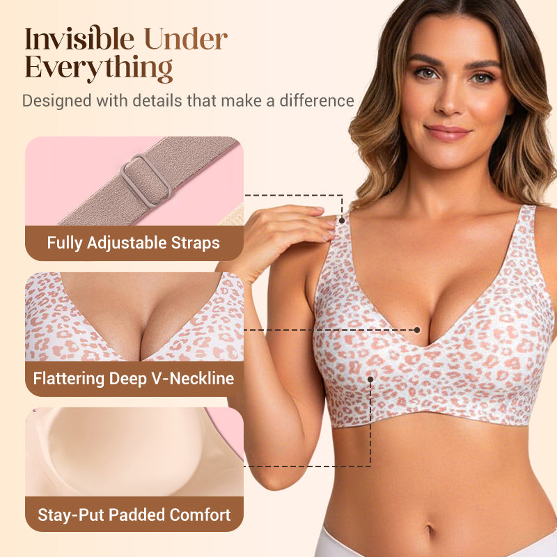 💐Jelly Wireless: Sutiãs sem aro confortáveis para mulher, bralettes push-up, sutiãs sem costuras para usar com t-shirts, sutiãs com decote em V profundo para o dia a dia💘