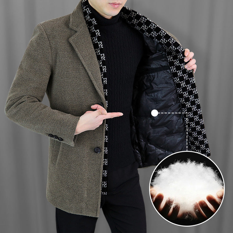 ❄️ Invierno-Specials❄️ Chaqueta de tweed para hombre con forro de plumón de pato blanco