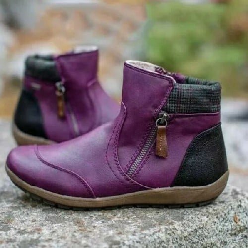 【Precio de oferta MXN$400】Botas de mujer impermeables, con sujeción en el tobillo y cierre de cremallera