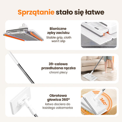 💥 Jednorazowy mop do kurzu z 4 pokrowcami wielokrotnego użytku 🧹 ✨