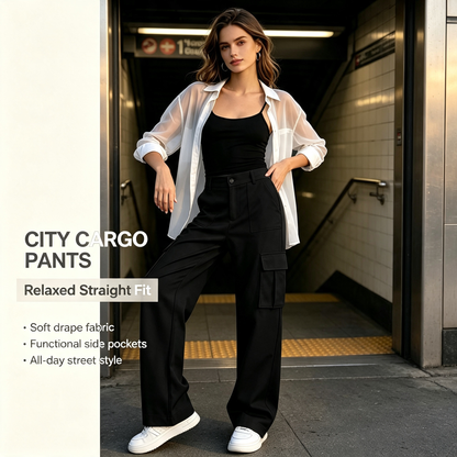 🍃Solid Color Multi‑Pocket Casual Cargo Pants