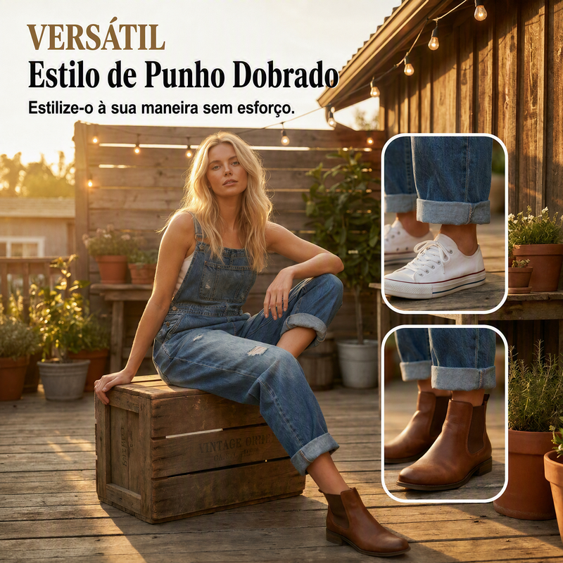 ✨👗 Macacão de ganga largo com alças ajustáveis – Corte descontraído e bolsos fundos para um conforto diário