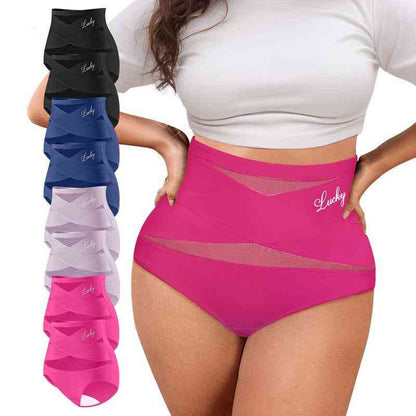 Cuecas de controlo abdominal com cintura alta e corte cruzado, tamanho grande