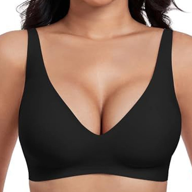 💐Jelly Wireless: Sutiãs sem aro confortáveis para mulher, bralettes push-up, sutiãs sem costuras para usar com t-shirts, sutiãs com decote em V profundo para o dia a dia💘