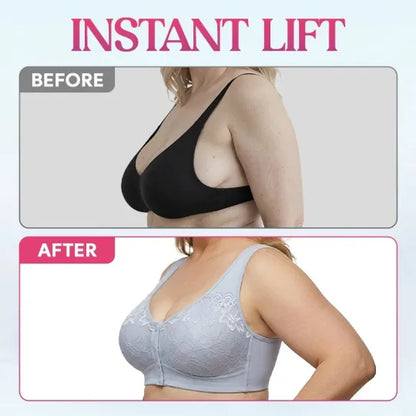 ⏳Hot Sale Only £7.99!!!🖤⏰Comfortable Wireless Front Closure Breathable Cotton Lifting Bra for Seniors