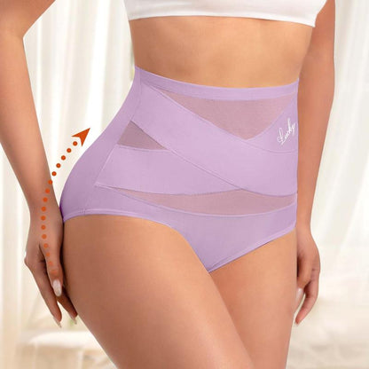 Cuecas de controlo abdominal com cintura alta e corte cruzado, tamanho grande